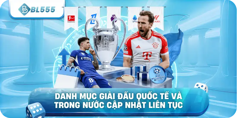 Danh mục giải đấu quốc tế và trong nước cập nhật liên tục